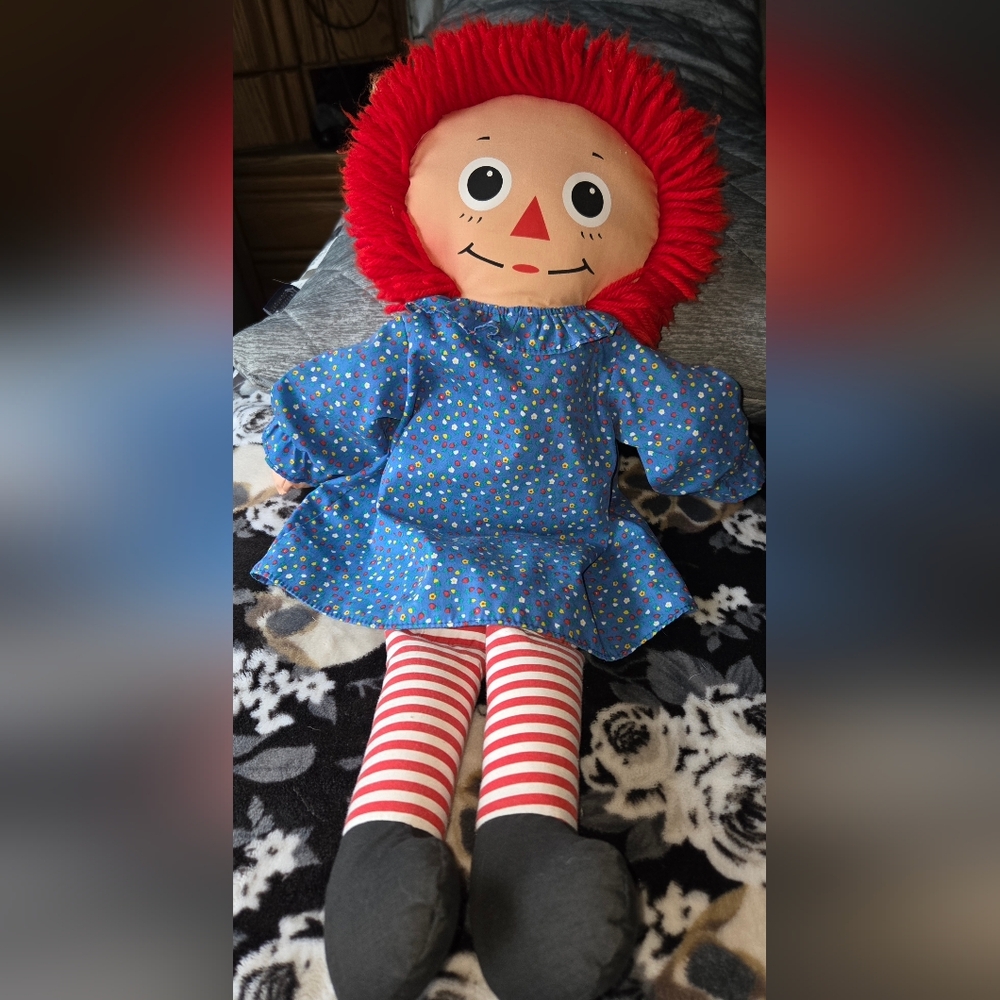 Adorable Vintage Raggady Ann Doll with Red Hair and Blue Dress 1994 Playskool